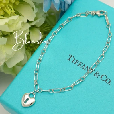 Tiffany & Co. Heart Keyhole Lock Padlock Chain Bracelet 7.2" Silver 925 - Image 1 of 4