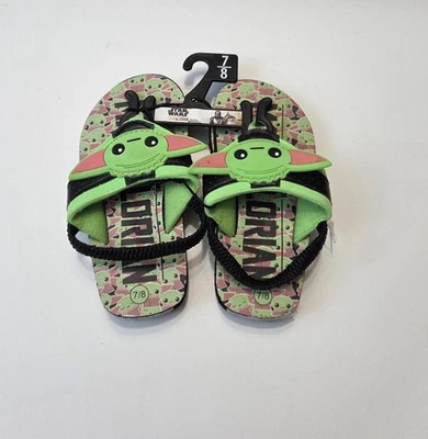 Sandálias de praia Star Wars Mandalorian Yoda chinelos meninos jovens tamanho 7/8 - Imagem 1 de 4