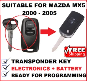 1x Remote Car Key Flip car key suitable for Mazda MX5 2000 to 2005 41601 8C - Picture 1 of 8