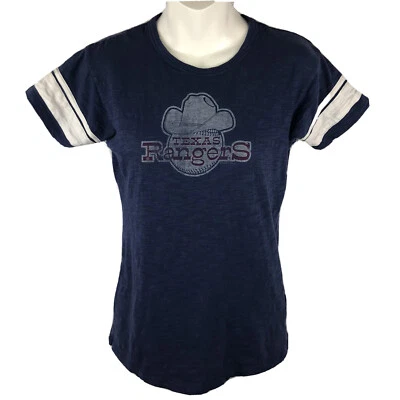 Texas Rangers Blue T Shirt / Junior's  (M)  / Banner '47 / 100% Cotton Burnout - Image 1 of 4