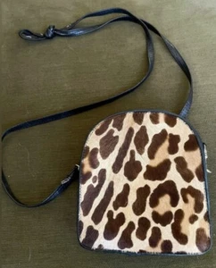 Vintage Made In Spain Donald J Pliner Leather Leopard Print Small Crossbody Bag - Picture 1 of 11