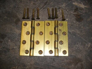 Reclaimed solid brass 4" hinges with steel washers and original brass screws - Picture 1 of 2
