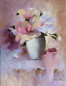 ORIGINAL MAGNOLIAS Floral Still Life Oil Painting Realism Flowers Dianne Patula - Picture 1 of 2