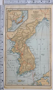 1914 JAPAN JAPANESE MAP KOREA CHOSEN MASAN KOSHU KEIJO FUSAN RAILROADS - Picture 1 of 2