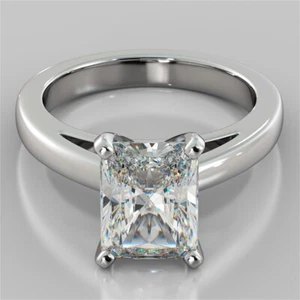 2.00 Ct Emerald Cut Lab Created Diamond Engagement Ring 14k Solid White Gold - Picture 1 of 8