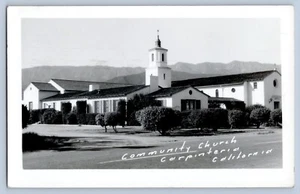 Carpinteria California CA Community Church RPPC Real Photo Postcard 1949 - Picture 1 of 2