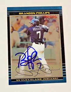 BRANDON PHILLIPS Signed 2002 Bowman Chrome #BDP13 Cleveland Indians Card AUTO - Picture 1 of 2