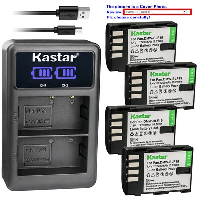Kastar Battery LCD Dual Charger for Panasonic DMW-BLF19 BLF19E & Lumix DC-GH5