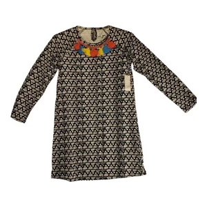Crown & Ivy Mädchen Kleid Größe L blau gemustert A-Linie Quaste Langarm - Bild 1 von 9