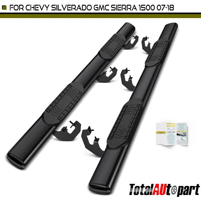 Barras laterales ovaladas de acero negro de 6" para Chevy Silverado GMC Sierra 1500 2007-2018 Foto 1 de 4
