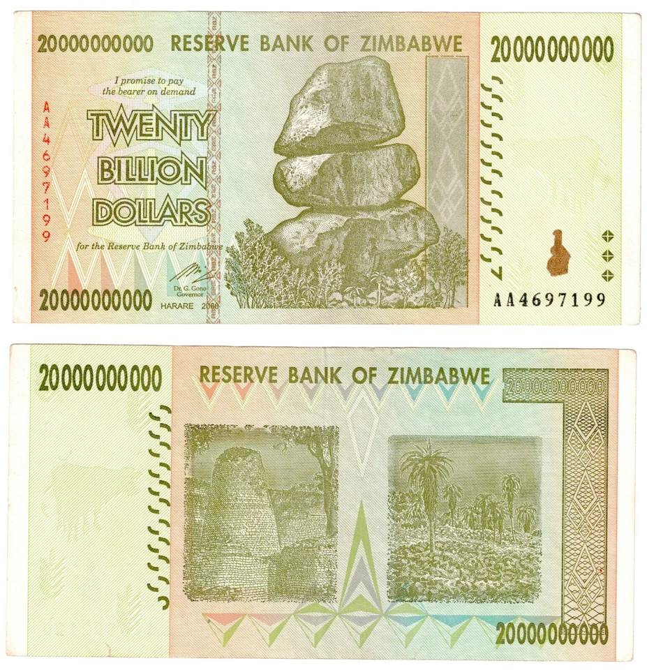2008 Zimbabwe 20 Billion DOLLARS Banknote  P86 Circulated - Image 1 of 1