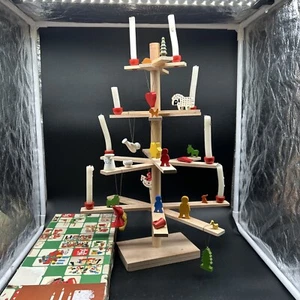 Vintage Sevi Italy Wooden Christmas Tree Toy Advent Candle Holder Ornaments  - Picture 1 of 24