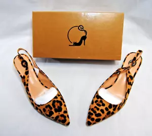Divanne Womens Leopard Print Pointed Toe Slingback Strap Kitten Heels New T2350 - Picture 1 of 20