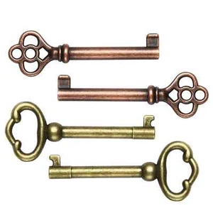 Hohllauf Skelett Schlüssel KY-2AB und KY-3AB, Antik Messing Skelett Schlüssel, Un... - Bild 1 von 4