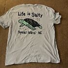 Life Is Salty Bert’s Surf Shop Topsail Island NC 2 Sided LG Lt Blue T Shirt