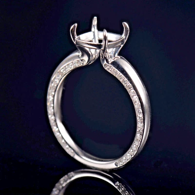 Custom Platinum Cushion 7mm Natural Diamond Engagement Ring Semi Mount - Image 1 of 4