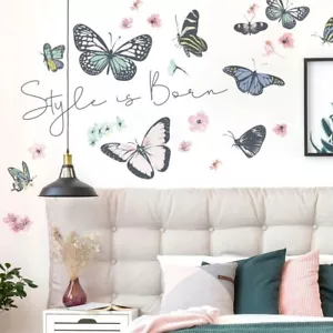 Adesivo da parete decalcomania farfalla citazioni vinile arte murale ragazze soggiorno arredamento casa - Foto 1 di 6