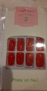Nail GLUE-On Nails Active Length Square Jelly Red - Picture 1 of 2