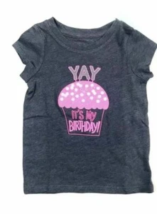  Cat & Jack T-Shirt Mädchen grau & pink YAY It's My Birthday Cupcake - Größe wählbar - Bild 1 von 3