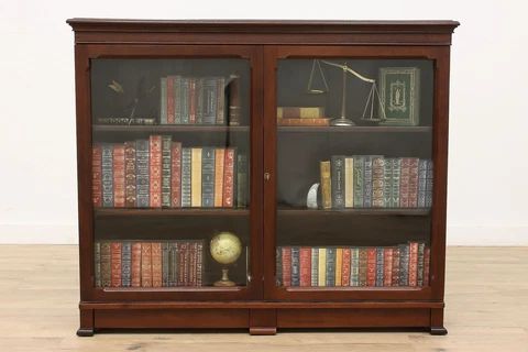 Victorian Antique Carved Walnut Office or Library Bookcase Secret Drawers #43569 Cover