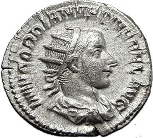 GORDIAN III 241AD Authentic Original Ancient Silver Roman Coin Laetitia i59036 - Picture 1 of 3