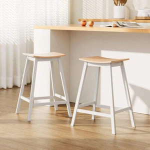 Artiss 2x Bar Stools Wooden Chairs Oak - Picture 1 of 7