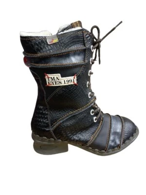 TMA EYES TMA-5199 Damen Boots Echtleder gefütterte Stiefeletten schwarz Gr. 36 Neu