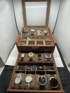 CORDAYS BROWN WRIST WATCH AND JEWELRY BOX CDM 00024 NEW WITH TAGS HOLDS 16 PLUS - Picture 1 of 11