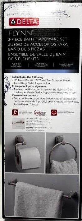 Delta Flynn 3-piece Bath Hardware Set SpotShield Brushed Nickel Fly363dn