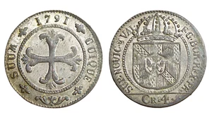 P227, Switzerland, Principality of Neuchatel, 4 Kreuzer 1791, Billon, UNC! - Picture 1 of 3