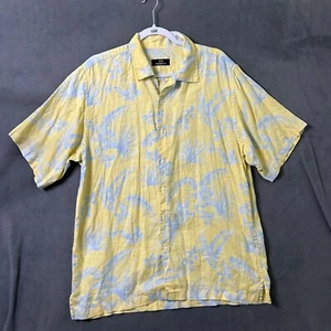 Jim Thompson Mens 100% Linen Yellow Short Sleeve Hawaiian Shirt - Picture 1 of 9