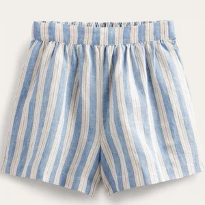 Boden Linen Pull On Shorts Coastal Stripe Blue Size 4  - Picture 1 of 7