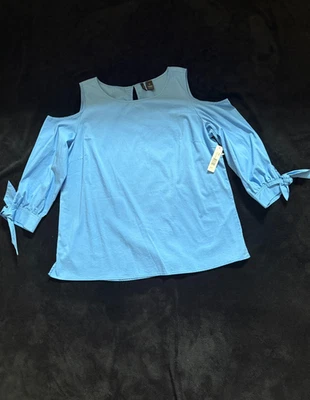 Camisa para mujer New Directions XL azul algodón hombro frío nueva con etiquetas Foto 1 de 4