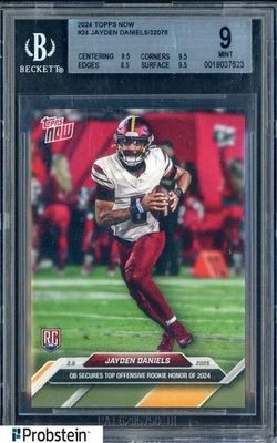2024 Topps Now #24 Jayden Daniels Washington Commanders RC Rookie BGS 9 - Image 1 of 2