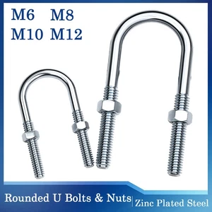M6 - M12 Rounded U Bolts & Nuts Zinc Plated Bracket For Car Boat Farm Trailers - Picture 1 of 235