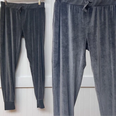 XOXO Y2K Gray Velour Joggers Lounge Pants Cozy Soft Velvet Sweatpants Women's M - Image 1 of 4