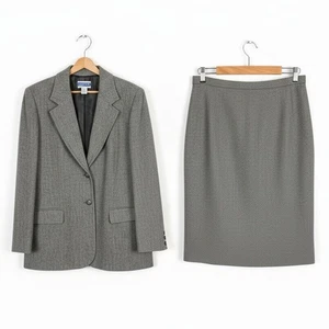 VTG Pendleton Womens 12 Old Money Academia Wool Skirt Jacket Suit Set Gray Tweed - Picture 1 of 17