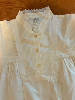 Vtg Adonna Penny 100% cotton nightgown Sz 40 Long Sleeve Cotton Ribbon Lace Trim - Image 1 of 4