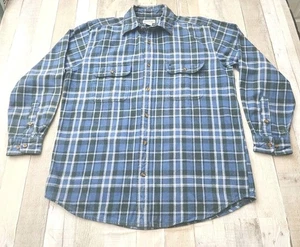 Carhartt Plaid Flannel Faded Blue Mid Weight Button-up Shirt Men's Large - Picture 1 of 9