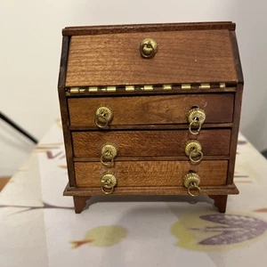 Vintage Doll House Miniature Shackman Slant Top Writing Desk 1:12 Hardwood - Picture 1 of 6