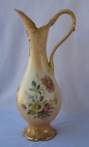 Jarra jarra de porcelana pintada a mano Eton China con flores y oro - Imagen 1 de 12