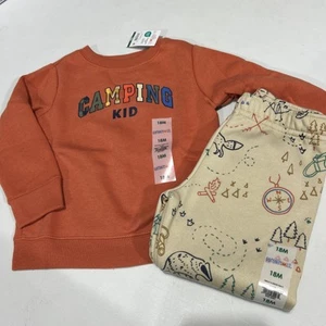 garanimals baby boy 2 Piece Sweat Suit Size 18 M Camping New - Picture 1 of 6