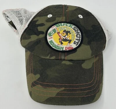 Mountain Dew迷彩雄鹿胡子苏打水流行饮料广告网状卡车司机帽 — 第 1/4 张图片