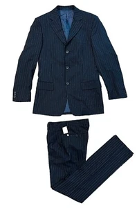 NWT VERSACE Suit 2-Piece Classic Mens 40R Navy Blue 3-Button Pinstripe W36 Pants - Picture 1 of 24