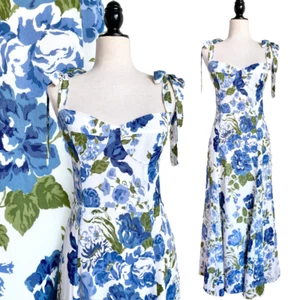 REFORMATION Nadira Tie Strap Dress in Lucca Sweetheart Neck 100% Viscose Size 6 - Picture 1 of 16