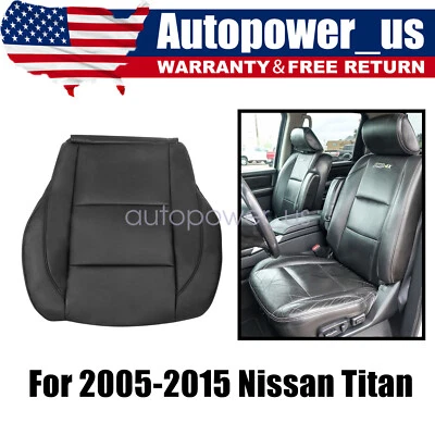 Cubierta de asiento de cuero inferior del lado del conductor 2005-2015 negra apta para Nissan Titan SE Foto 1 de 4