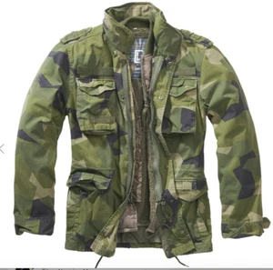 Chaqueta de campo de lluvia Brandit M65 gigante con capucha al aire libre senderismo camuflaje sueco - Imagen 1 de 7