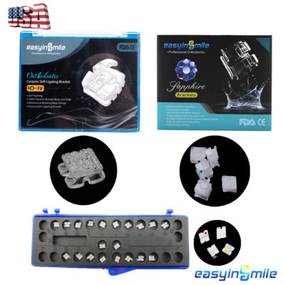 Orthodontic Self Ligating Brackets Ceramic Sapphire brace RothMBT 022''3/345Hook - Image 1 of 4