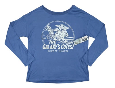 Disney Star Wars Mandalorian Baby Yoda Grogu Long Sleeve Women's Pajama Top NWT - Image 1 of 2