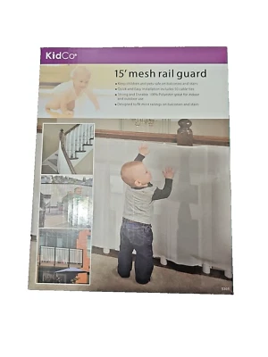 Protector de barandilla protectora de malla transparente elástica KidCo S305 de 15 pies, blanco Foto 1 de 4
